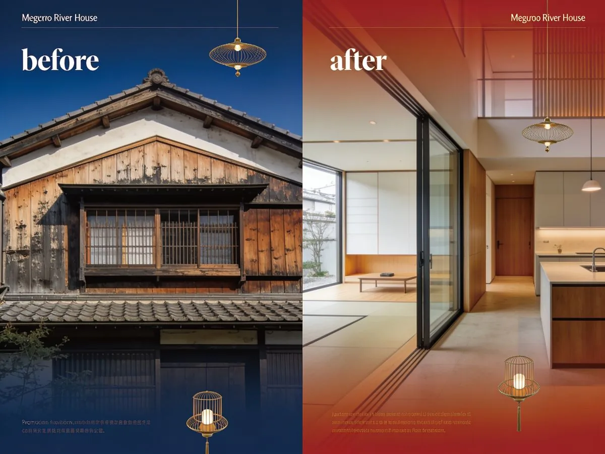 Meguro River House before and after renovation
